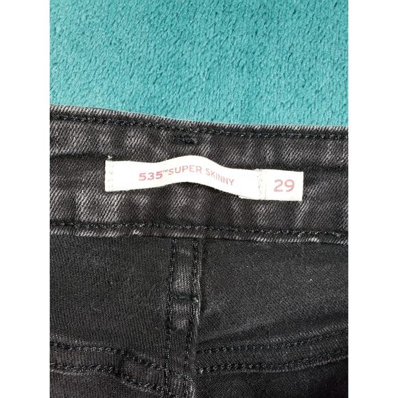 Levis 535 Jeans Size 29 Womens Black Denim Ladies Pants Mid Rise Skinny - Picture 3 of 15